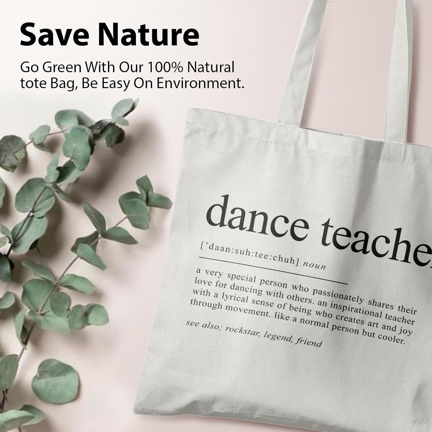 Dance Teacher Canvas Tote Bag - Dance Teacher Appreciation Gifts, Dance Bags for Dancers, Teacher ToteBags