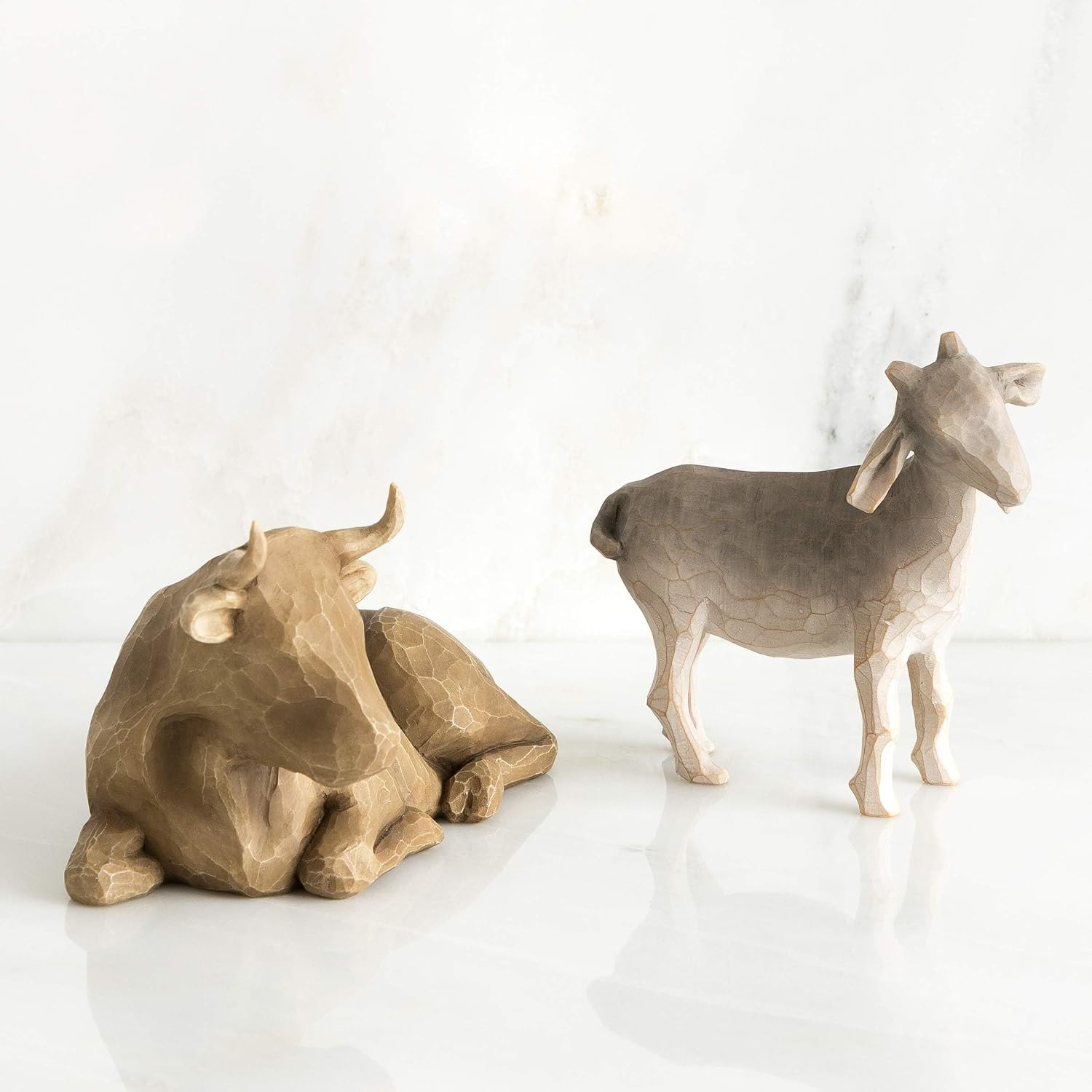 Willow Tree Ox and Goat, Sculpted Hand-Painted Nativity Figures, 2-Piece Set | Extends the Willow Tree Nativity Scene, Designed by Artist Susan Lordi, Heirloom Keepsake, Display on Shelf or Table