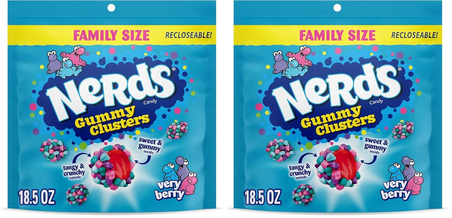 Nerds, Gummy Clusters Candy, Rainbow, Crunchy and Gummy, 8 Ounce