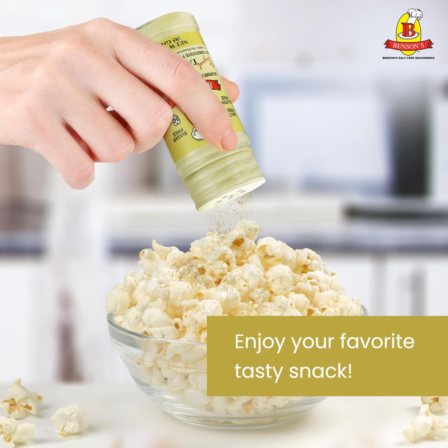 Benson’s - Table Tasty Salt Substitute, Salt-Free Gourmet Popcorn Seasoning, No Sodium, No Potassium Chloride, No MSG, Gluten Free