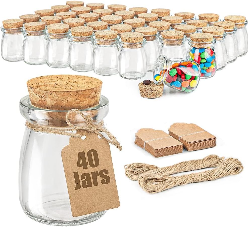 Ritayedet 3.4 Oz Small Glass Jars With Lids, 40 Pack Wedding Favors