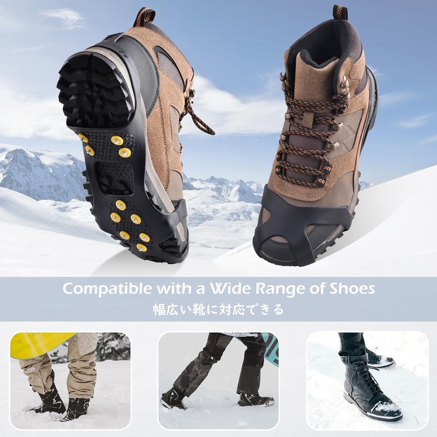 Ice Cleats for Shoes and Boots Anti Slip Ice Grips Snow Crampons Traction Cleats Hiking Fishing Walking Gear
