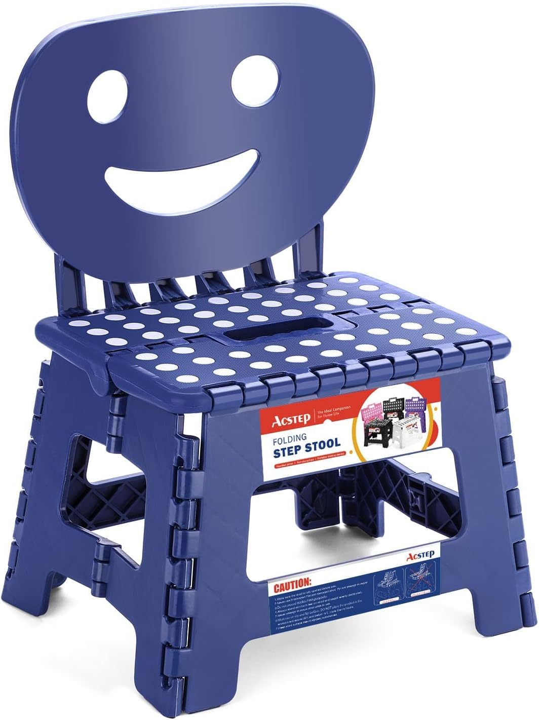 11 Inch Folding Step Stool for Kids, Non-Slip Foldable Stools, Black | Heavy Duty Collapsible Foot Stool, Lightweight with Built-in Handle, Holds 300 lb for Adults Kitchen Bathroom Bedroom Outdoor