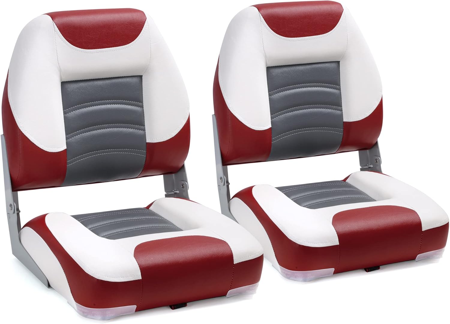 NORTHCAPTAIN T1 Deluxe Low Back Folding Fishing Boat Seats 2 Pack - Premium Bass/Jon/Pontoon Boat Chairs,4 Mounting Screws Included