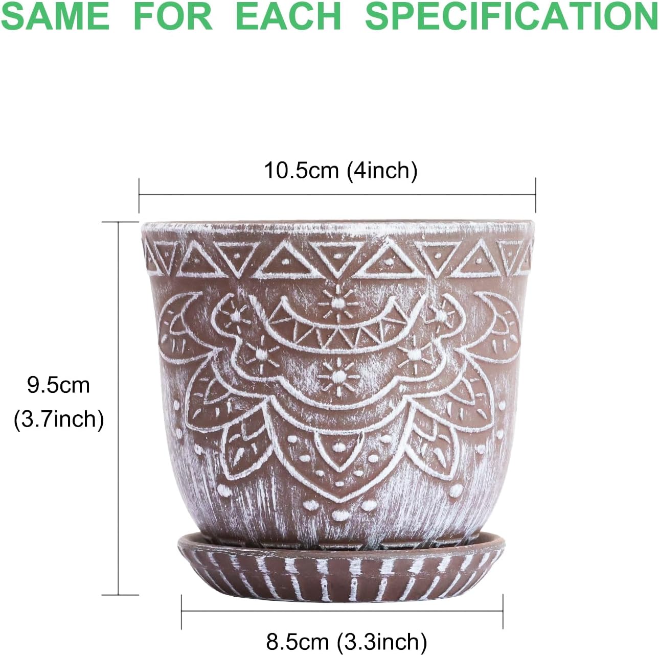 Gepege Ceramic Plant Pots, 6 Inch Indoor Planters with Drainage & Saucers