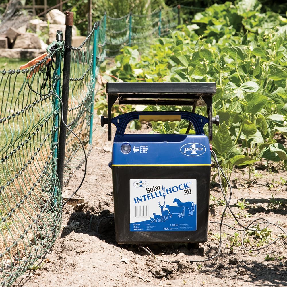 Premier 1 Solar IntelliShock® 30 Fence Energizer | 0.3J. Reduces demand when voltage is high. Includes 12V/15AH battery
