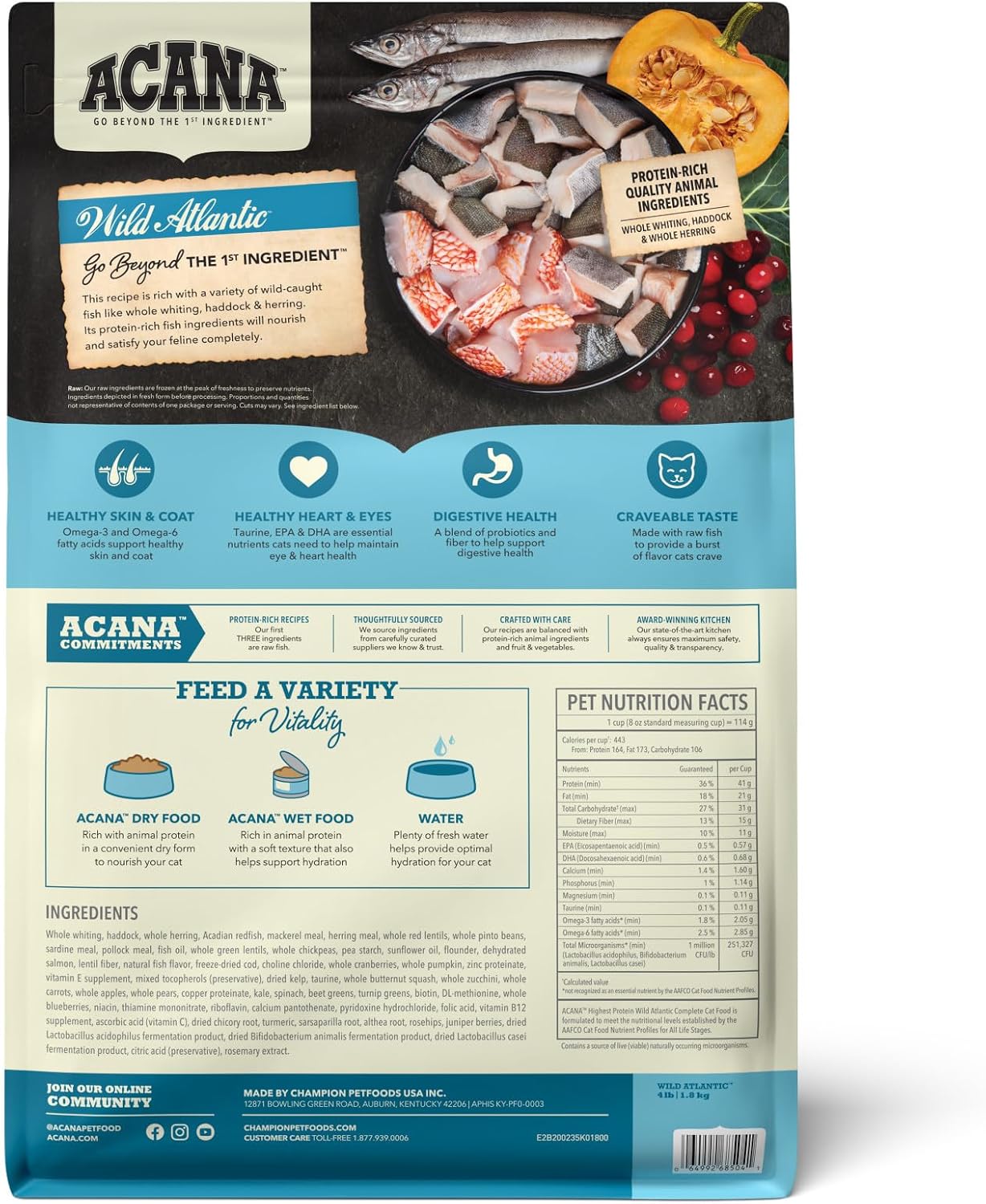 ACANA Grain-Free Dry Cat Food Meadowlands Recipe 4lb Bag