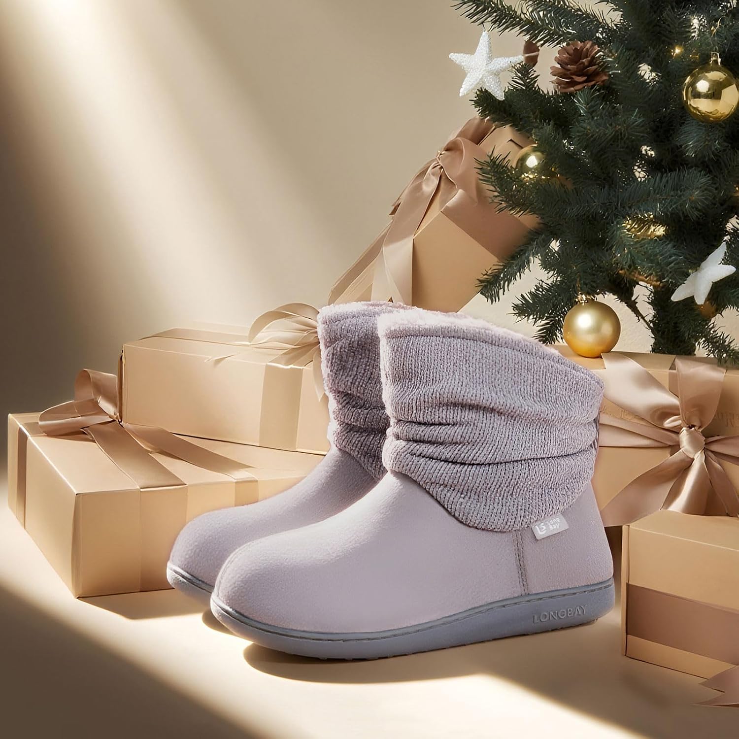 LongBay Slippers Boots for Women Warm Winter Fuzzy Bootie House Shoes Gifts