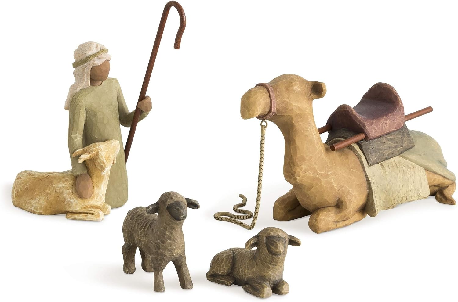 Willow Tree Shepherd and Stable Animals, Sculpted Hand-Painted Nativity Figures, 4-Piece Set | Designed by Artist Susan Lordi, Build the Nativity Scene, a Timeless Holiday Tradition to Display on Mantel or Tabletop