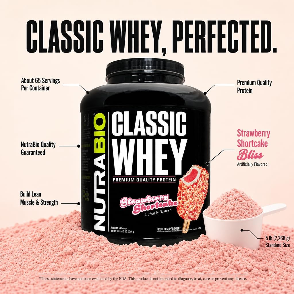 NutraBio Classic Whey Protein Powder- 25G of Protein Per Scoop - No Fillers, Artificial Colors, Preservatives - Chocolate Milkshake, 2 Pounds