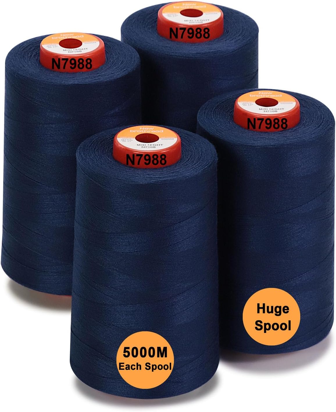 New brothread 4 Large Cones All Purpose Polyester Thread -Cream