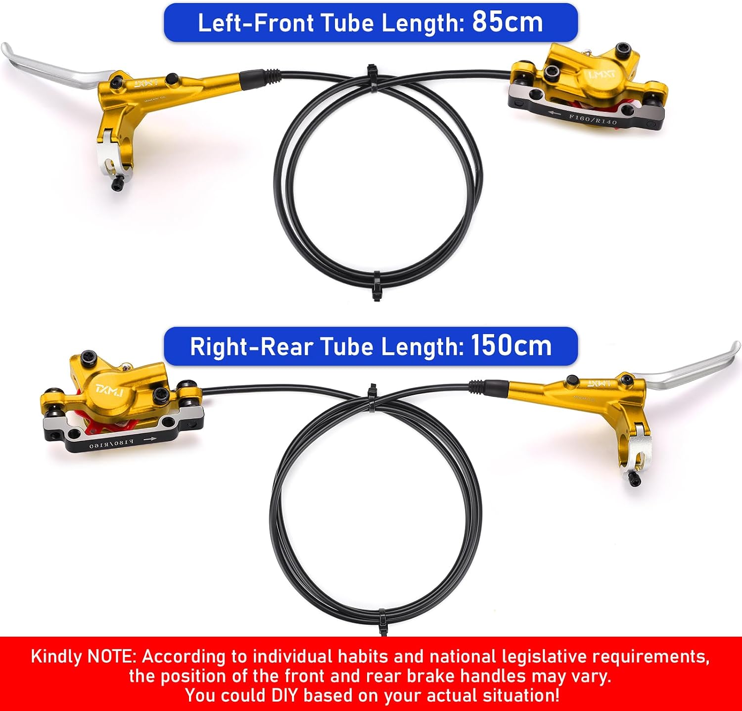 TOBWOLF MTB Cable Disc Brake Kit, Front Rear Calipers with 160mm Rotors