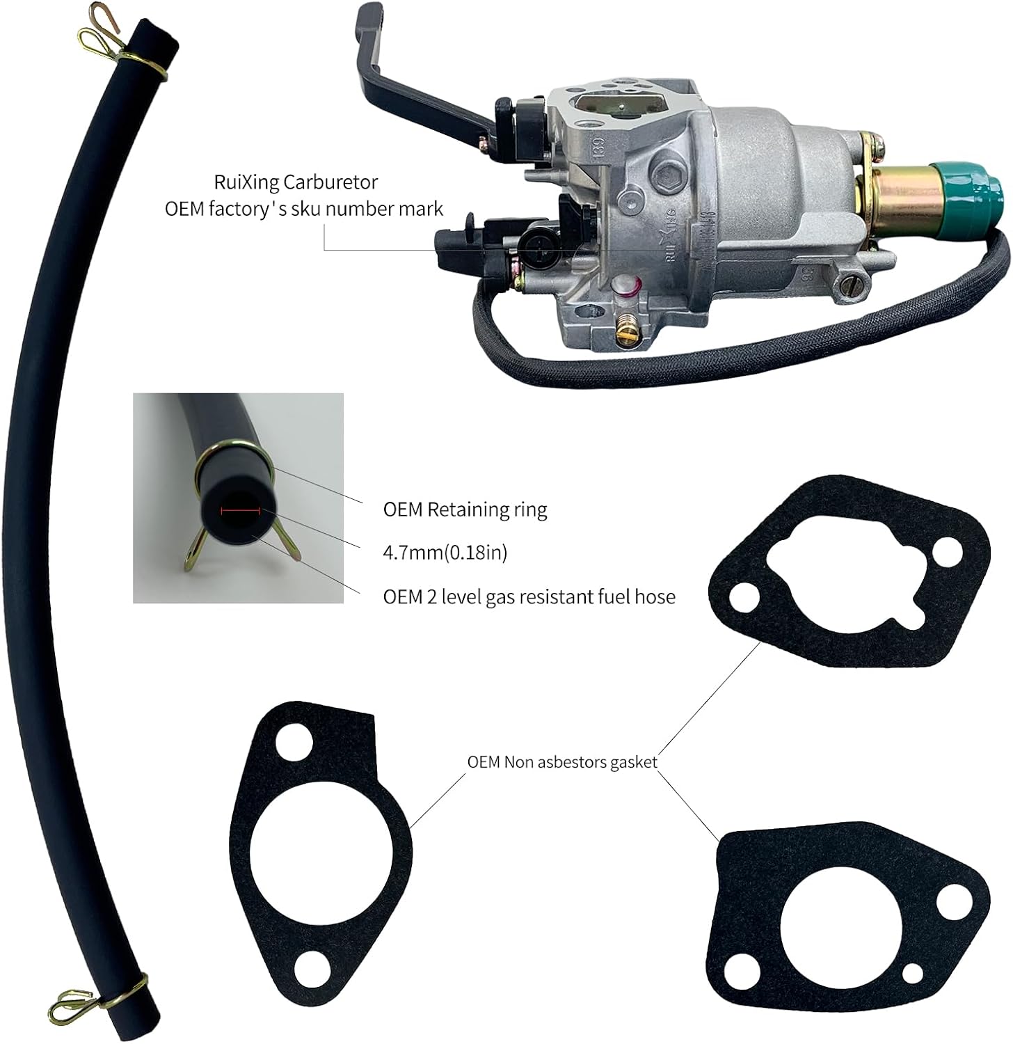 Ruixing 8750 420cc Carburetor for Predator 420cc 439cc 459cc 6500 7000 8750 9000 9500 Harbor Freight Generator 69671 68530 Honda GX390 GX340 Generac