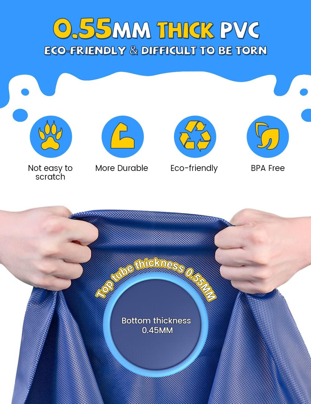 VISTOP 67" Non-Slip Splash Pad for Kids and Dogs, Thickened Sprinkler Pool for Toddlers, Outdoor Backyard Water Toys, Fun Fountain Play Mat for Babies