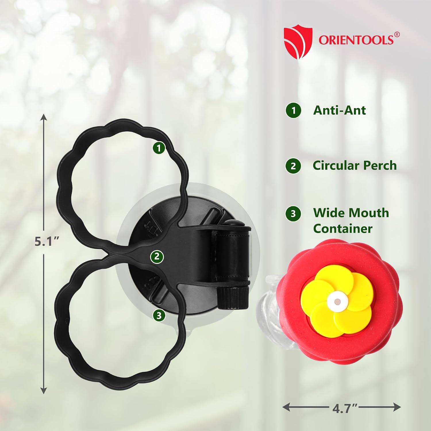 ORIENTOOLS 2Pcs Mini Handheld Hummingbird Feeders, Suction Cup Window Glass | 2 hummingbird feeders