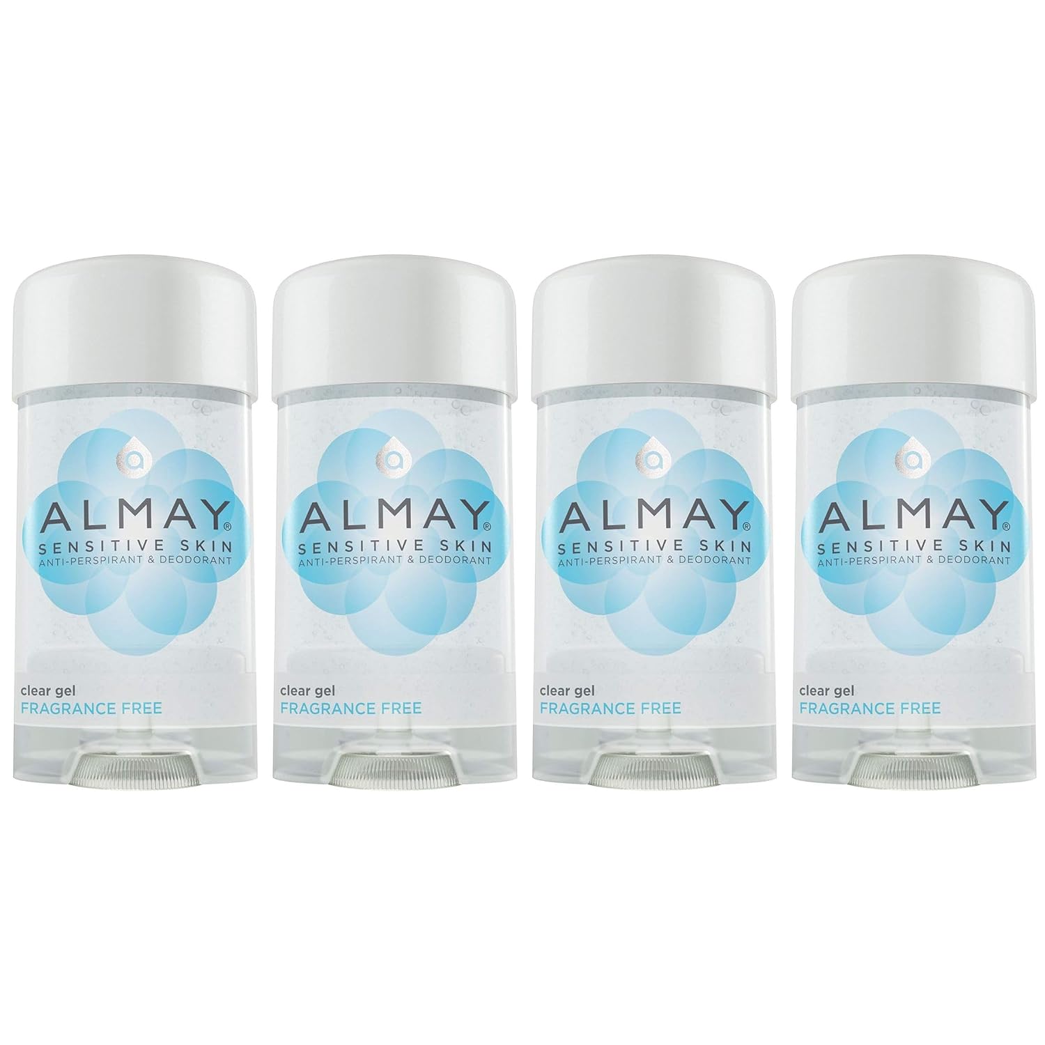 Almay Sensitive Skin Clear Gel Anti-Perspirant & Deodorant, Fragrance Free,2.25 oz(4 Pack)
