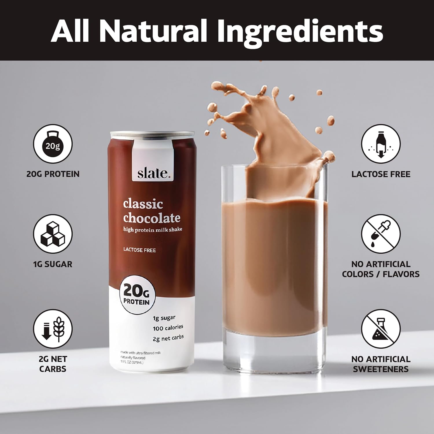 Slate Milk - High Protein Milk Shake - Classic Chocolate, 11 Fl Oz