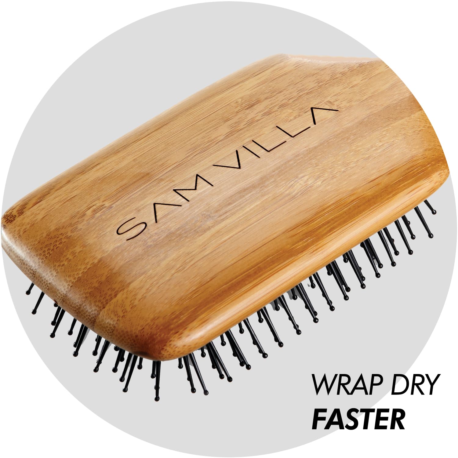 Sam Villa Signature Series Bamboo Brush Wooden Paddle Brush For Hair Styling