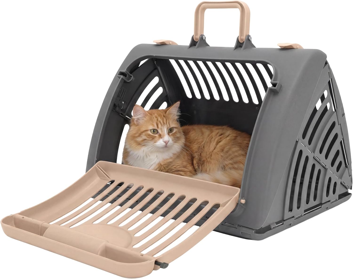 SportPet Large Hard-Sided Travel Cat Carrier - Cat Carrier with Patented Wide Side-Opening Door