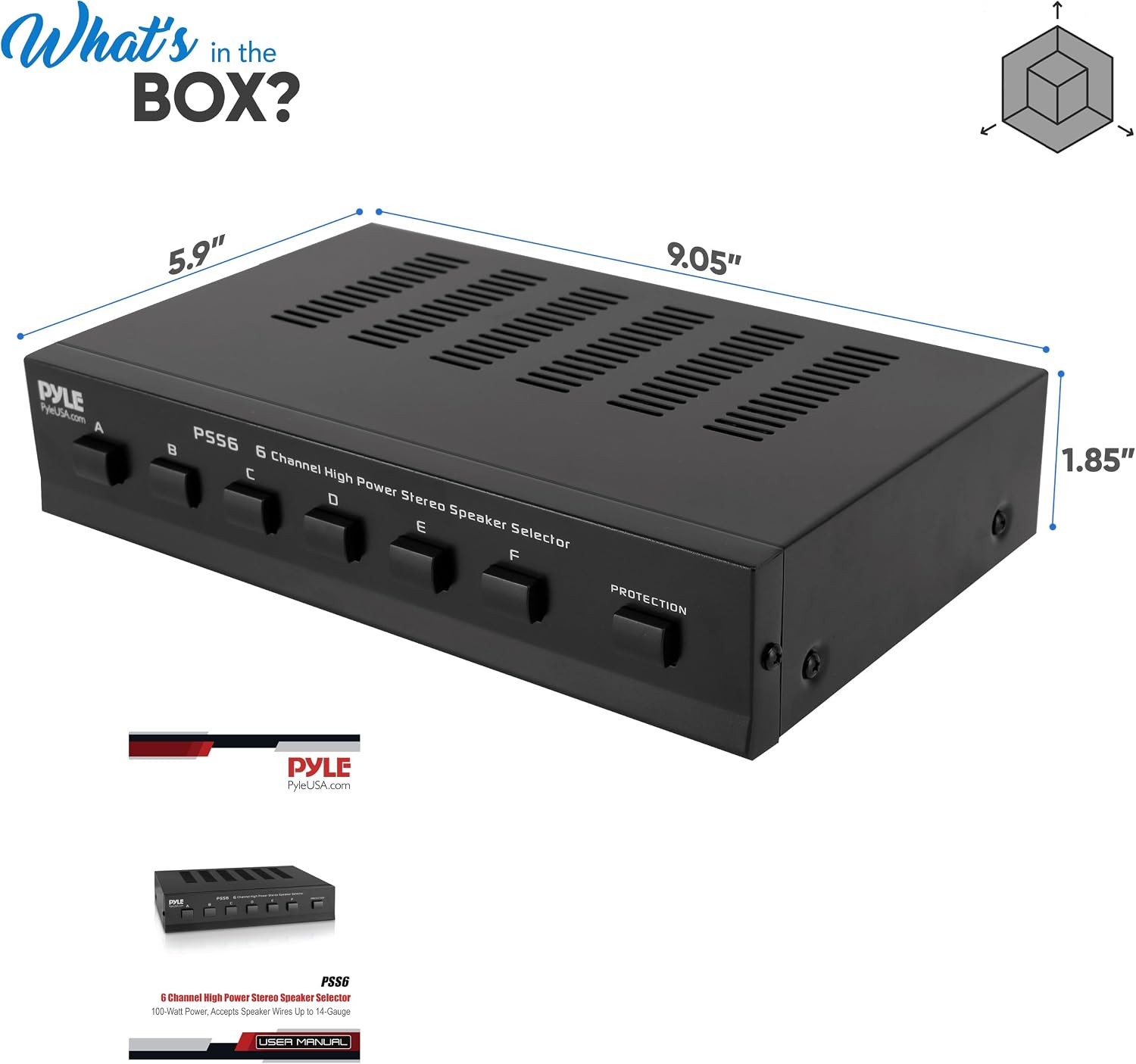PYLE PSS6 Home 6-Channel High Power Stereo Speaker Selector, Black