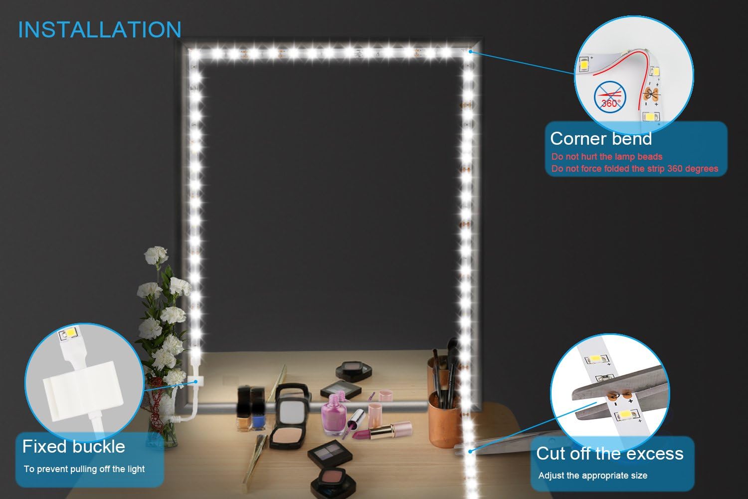 Led Vanity Mirror Lights Kit, ViLSOM 13ft/4M 240 LEDs Make-up Vanity Mirror