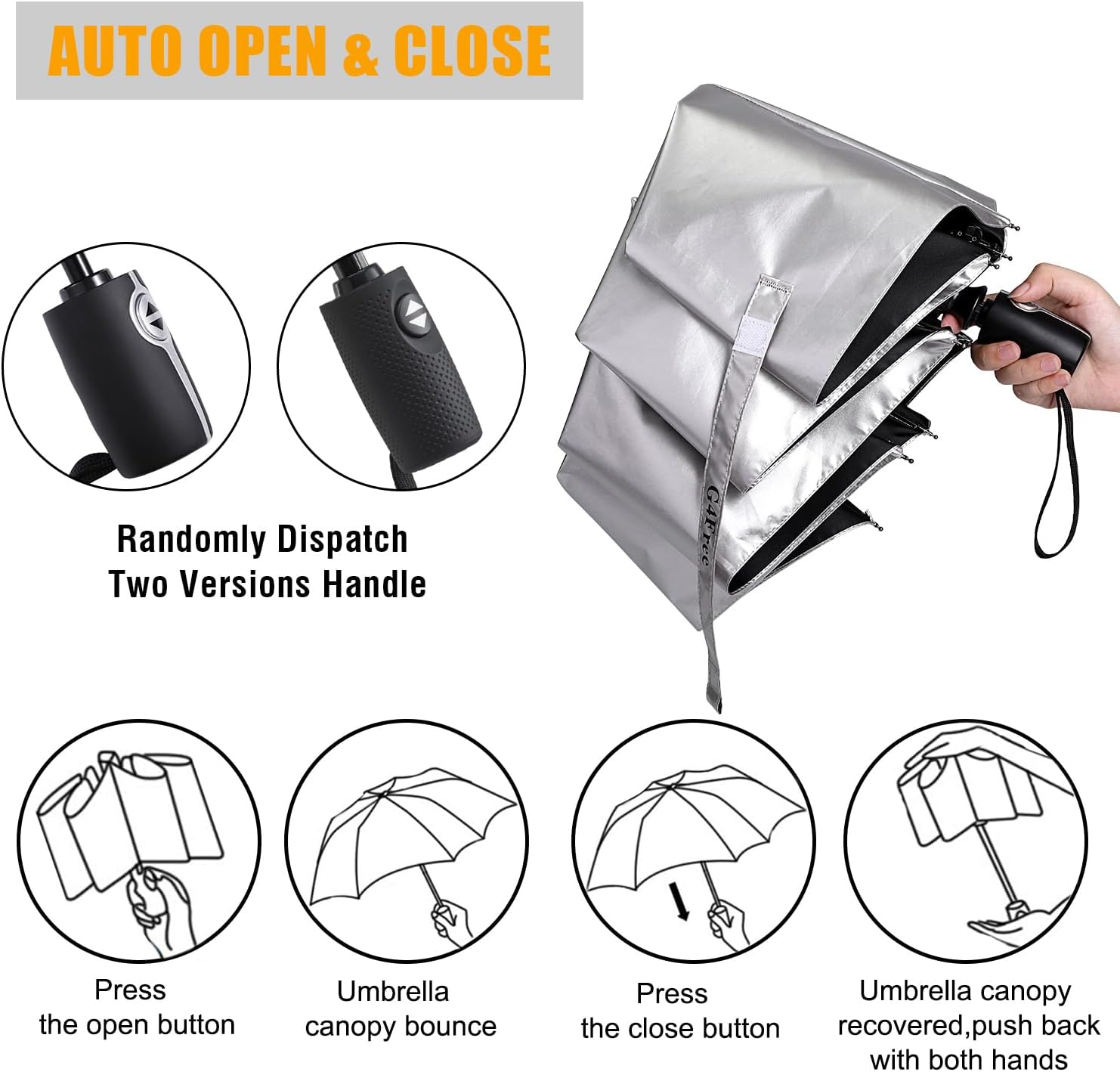 G4Free UPF 50+ UV Protection Travel Umbrella 42/46 Inch Auto Open Close