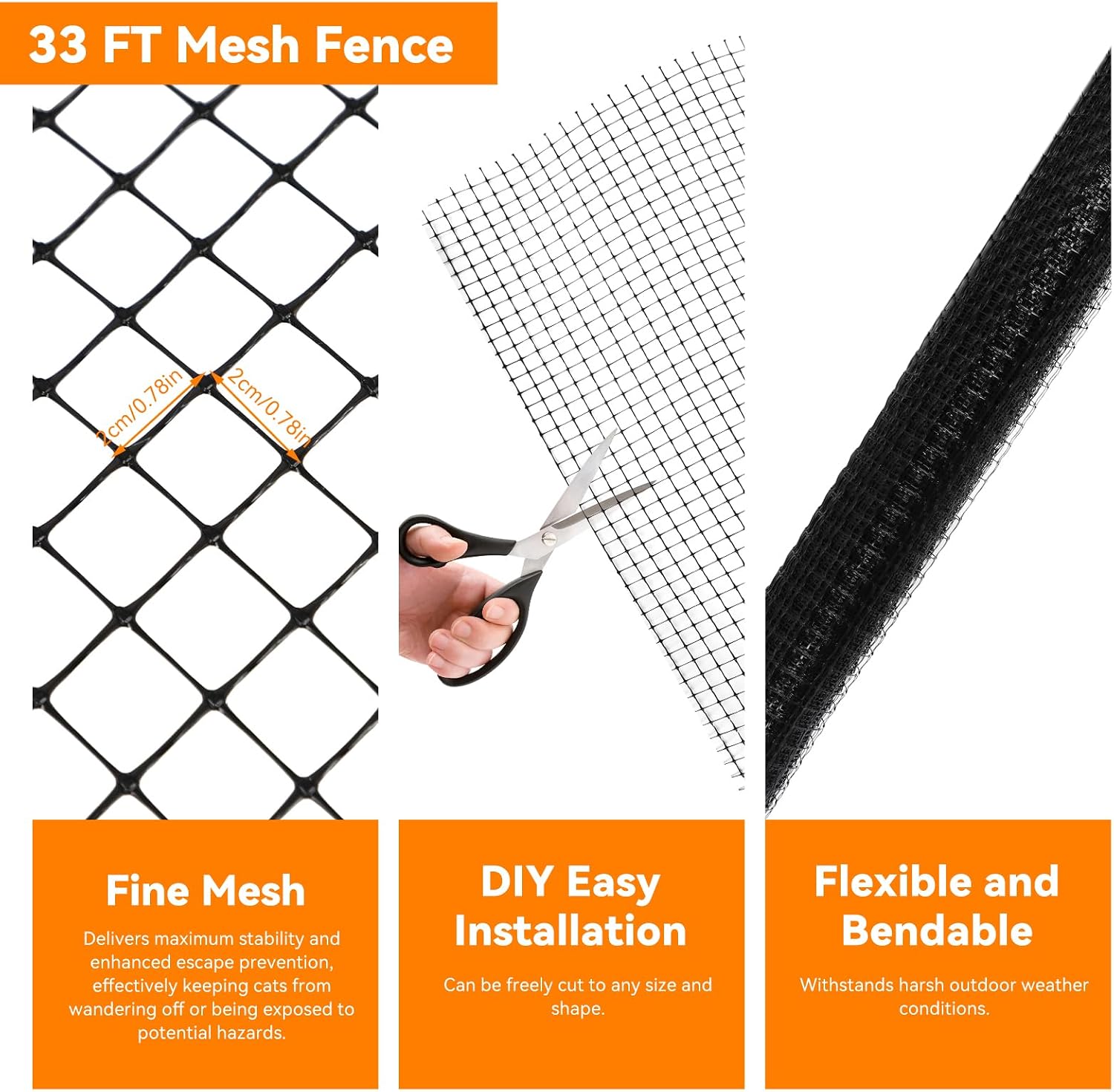 Cat Fence Retrofit System Curved Fence Extenders Anti-Climb Jump Outdoor Barrier Galvanized Steel Toppers & Poly Mesh Containment Barrier for Wood