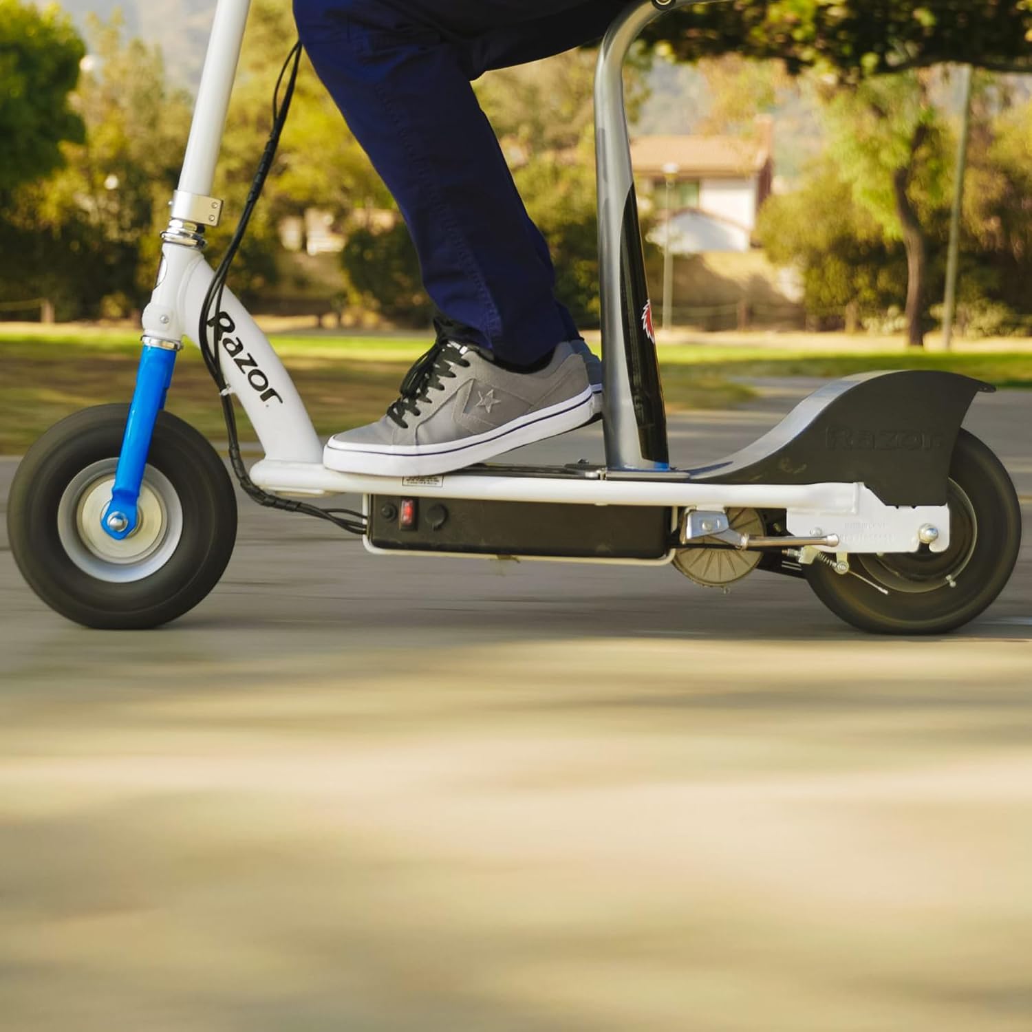 Razor E300S Seated Electric Scooter for Kids Ages 13+ - 9" Pneumatic Tires, Removable Seat, Up to 15 mph and 40 min of Ride Time