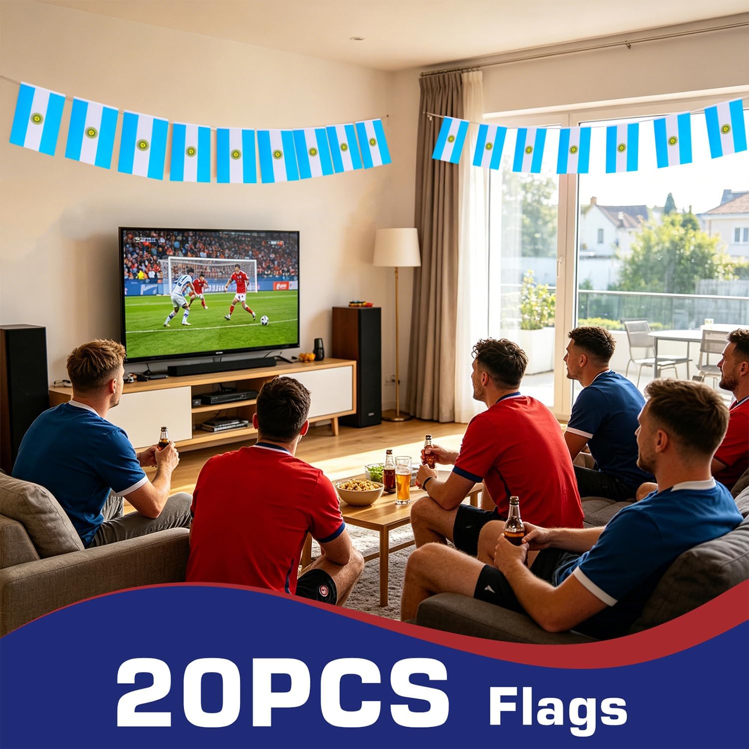 Nicaragua String Flags Banner Mini Small Nicaraguans Flag Bunting Patriotic Hanging Decor,National Holiday, Sports Game, Fiesta & Themed Party,18 Feet 20 Flags