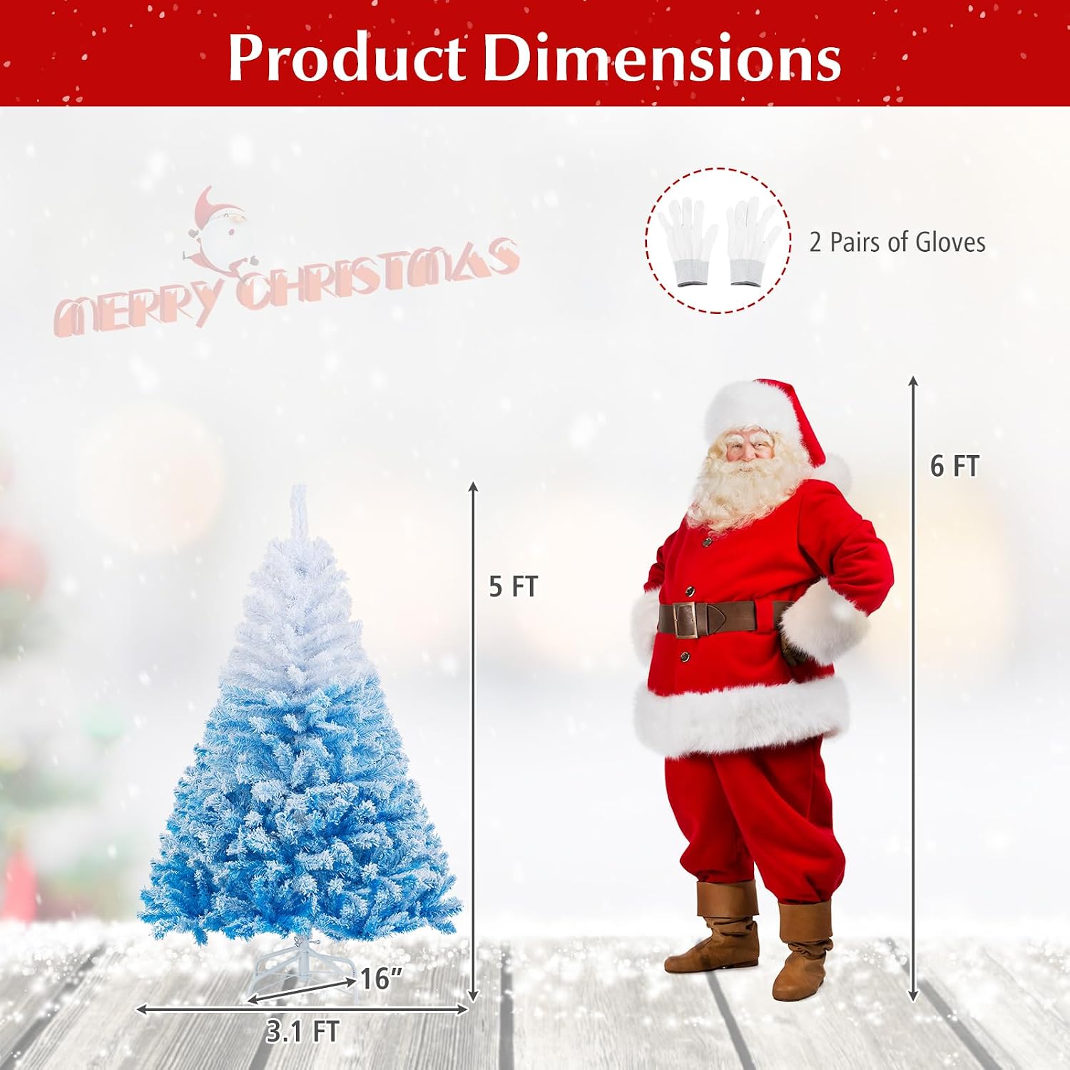 Goplus 7.5ft Pre-Lit Artificial Christmas Tree, Premium PVC Snow Flocked Hinged Pine Tree with Metal Stand and LED Lights