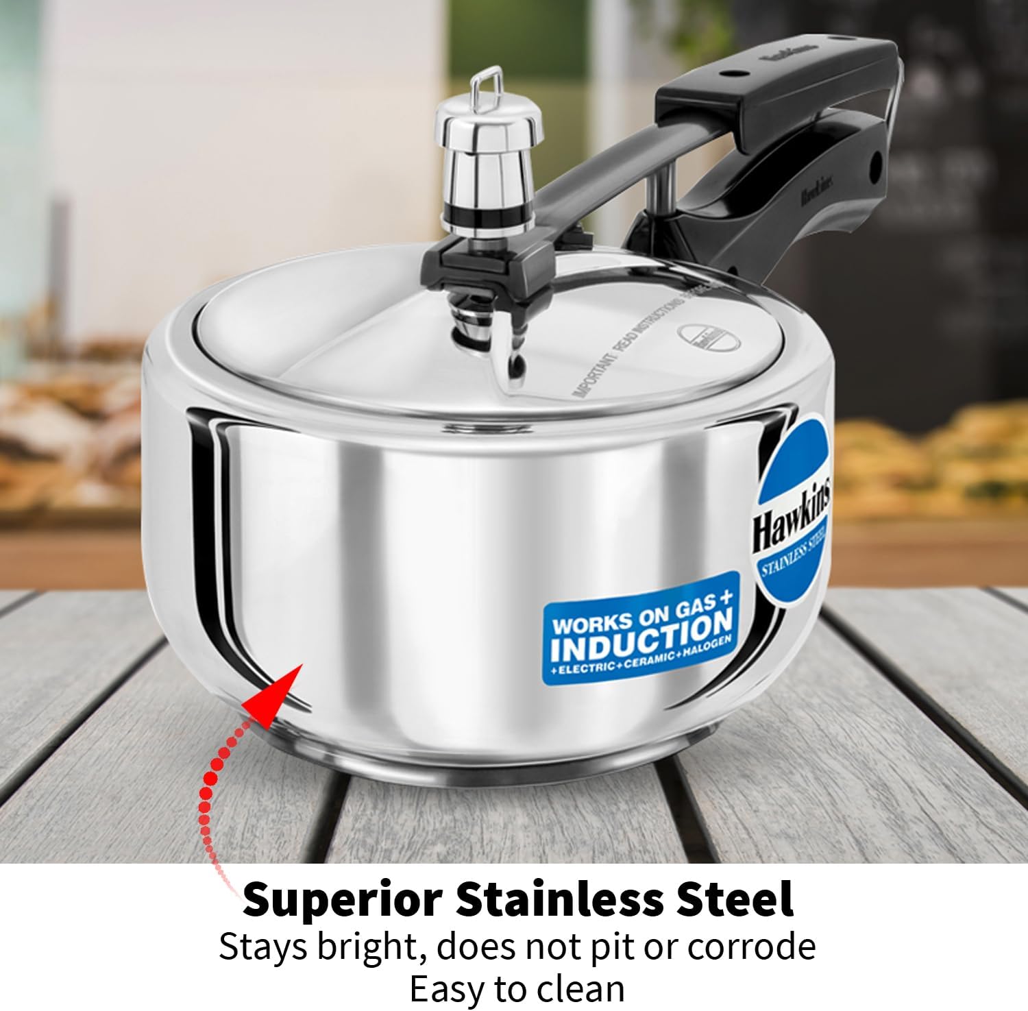 Hawkins Pressure Cooker, Stainless Steel Inner Lid Cooker, Induction Cooker, Small Cooker, Silver HSS20 2 Litre