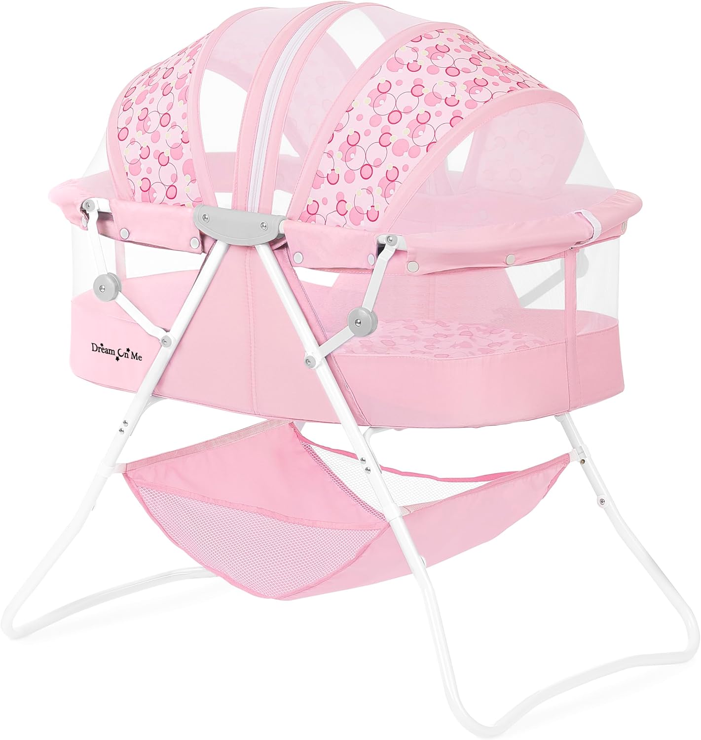 Dream On Me Karley Bassinet in Grey and Pink