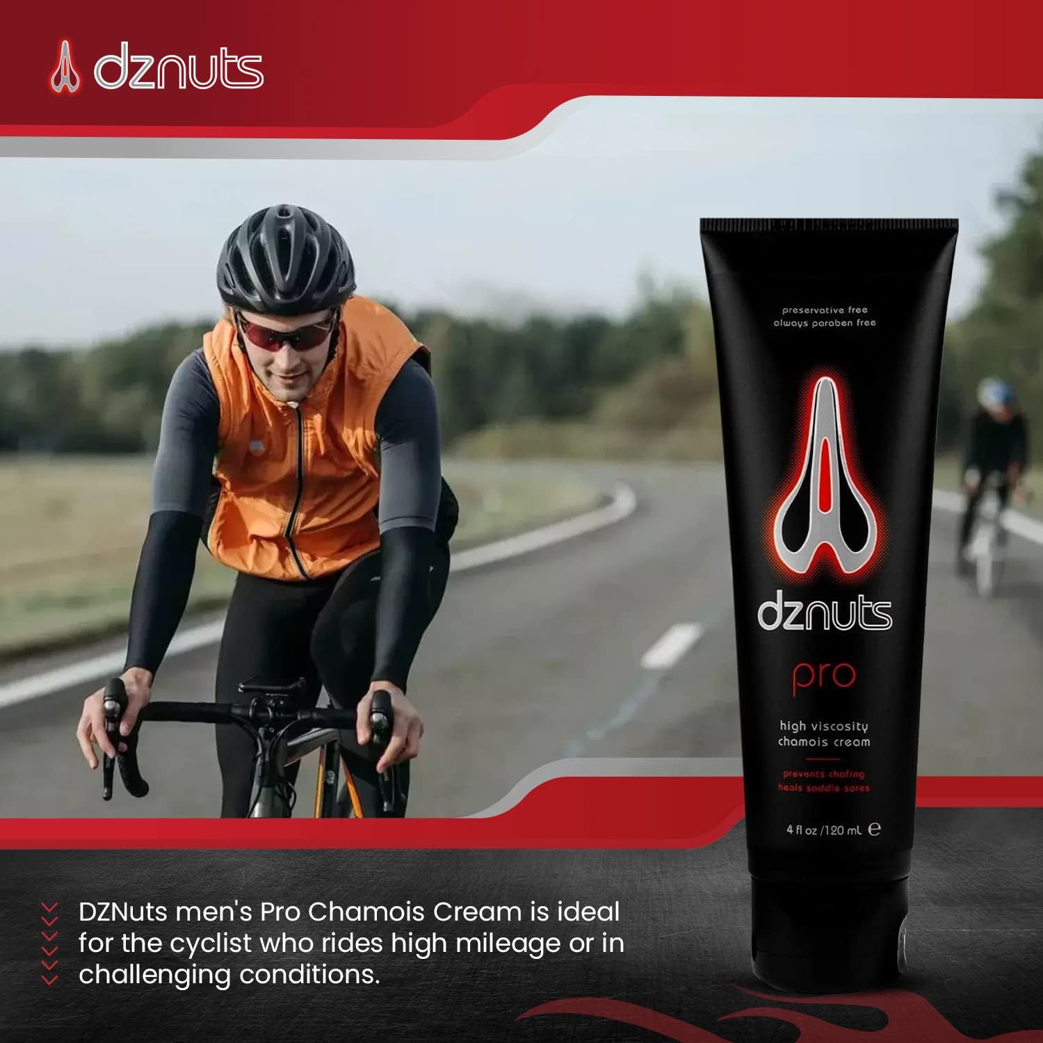 dznuts Men's Pro Chamois Cream, Anti -Chafing Cream for Saddle Sores, Chafing, Rubbing, Inner Thighs Friction for Cyclists, Runners, Triathletes