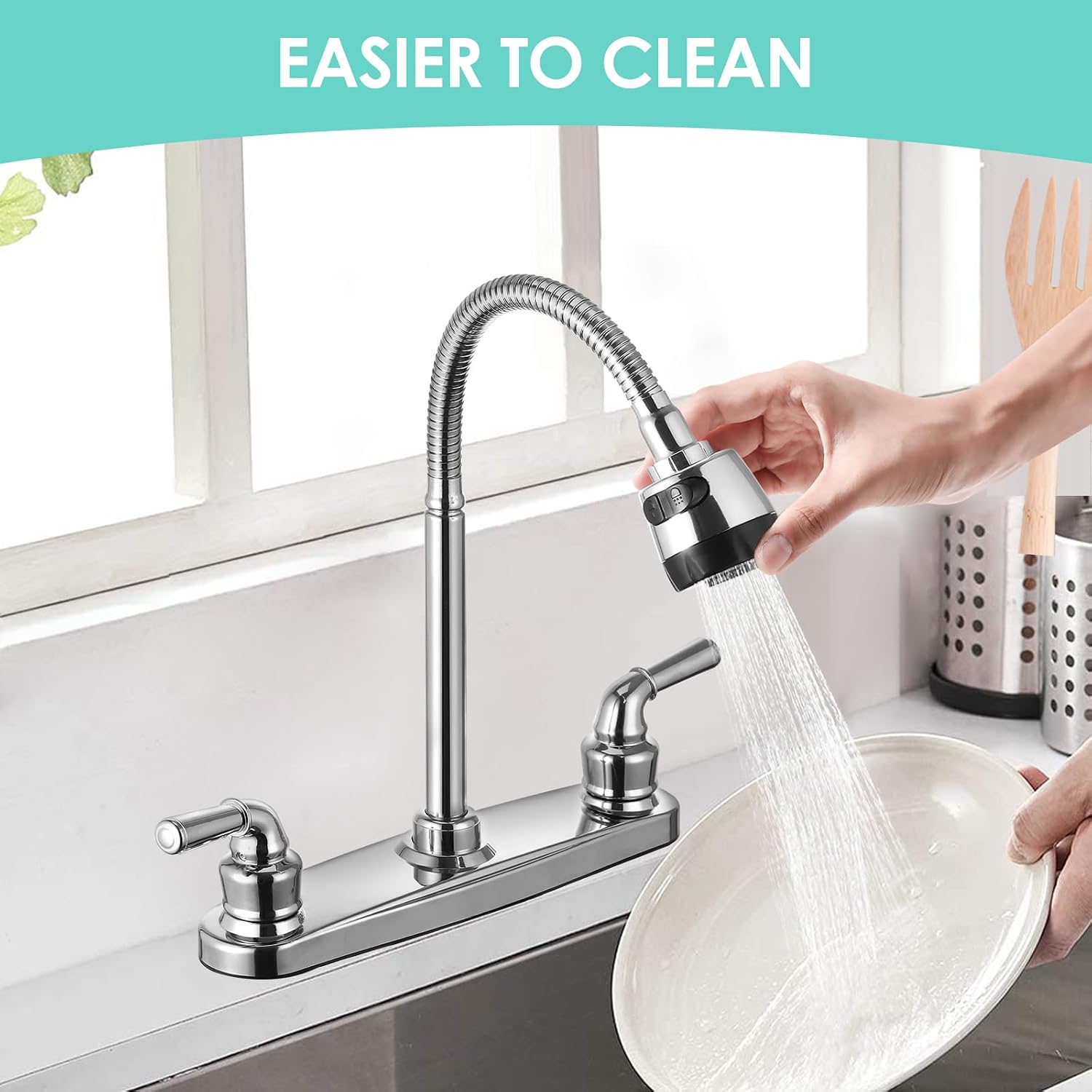 RV Kitchen Faucet Non-Metallic, Flexible Spout for Campers, Motorhomes, Travel Trailers
