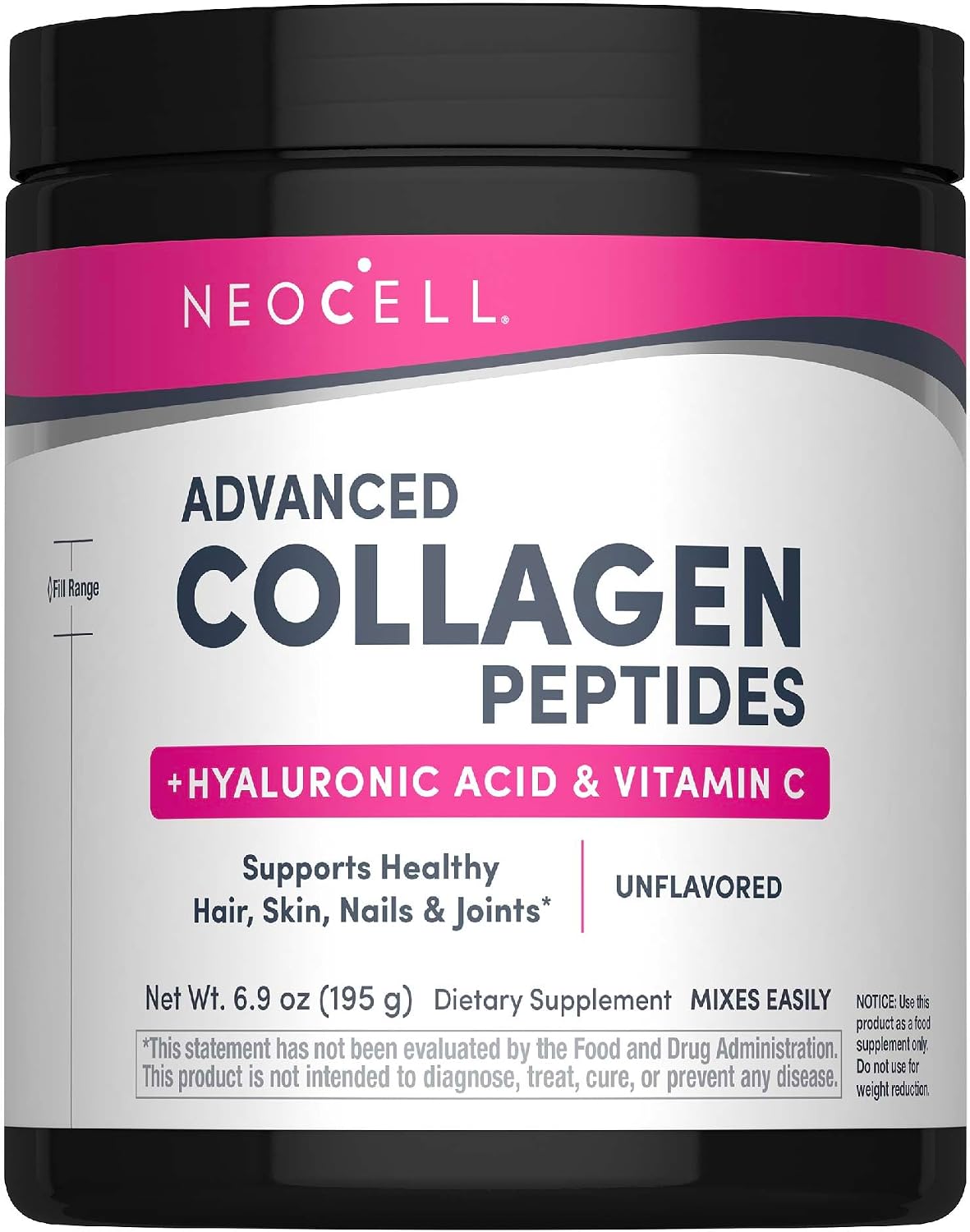 NeoCell Collagen Peptides Powder | 6.9 oz | Unflavored Supplement | with Vitamin C and Hyaluronic Acid | Advanced Formula | Hair, Skin, & Nails | for Women and Men | With Vitamin C and Hyaluronic Acid | Advanced Formula | Hair, Skin, & Nails | for Women…