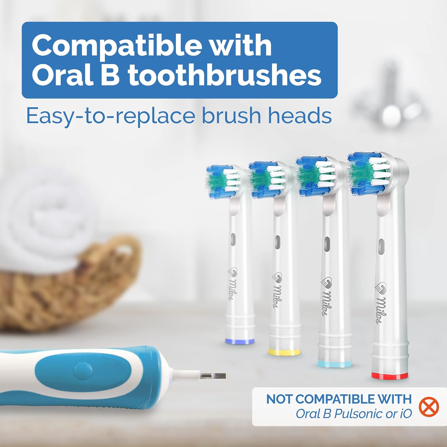 Toothbrush Head Compatible with Oral B - 16 Pack Milos Replacement Electric Toothbrush Heads Deep and Precise Cleaning Brush Heads Toothbrush Heads