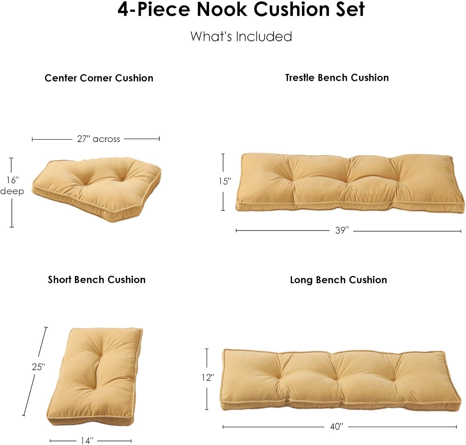 Greendale Home Fashions Hyatt 4-Piece Kitchen Nook Polyester Cushion Set, Cobalt