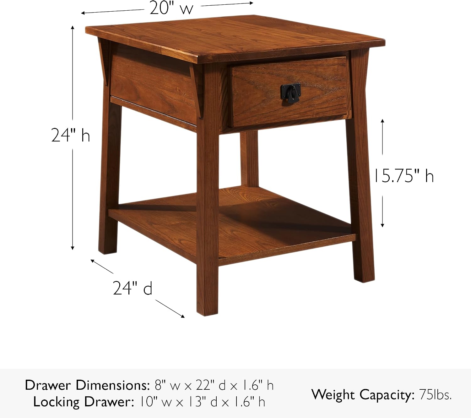 Leick Home Shield Wedge End Table, 21", Glazed Auburn
