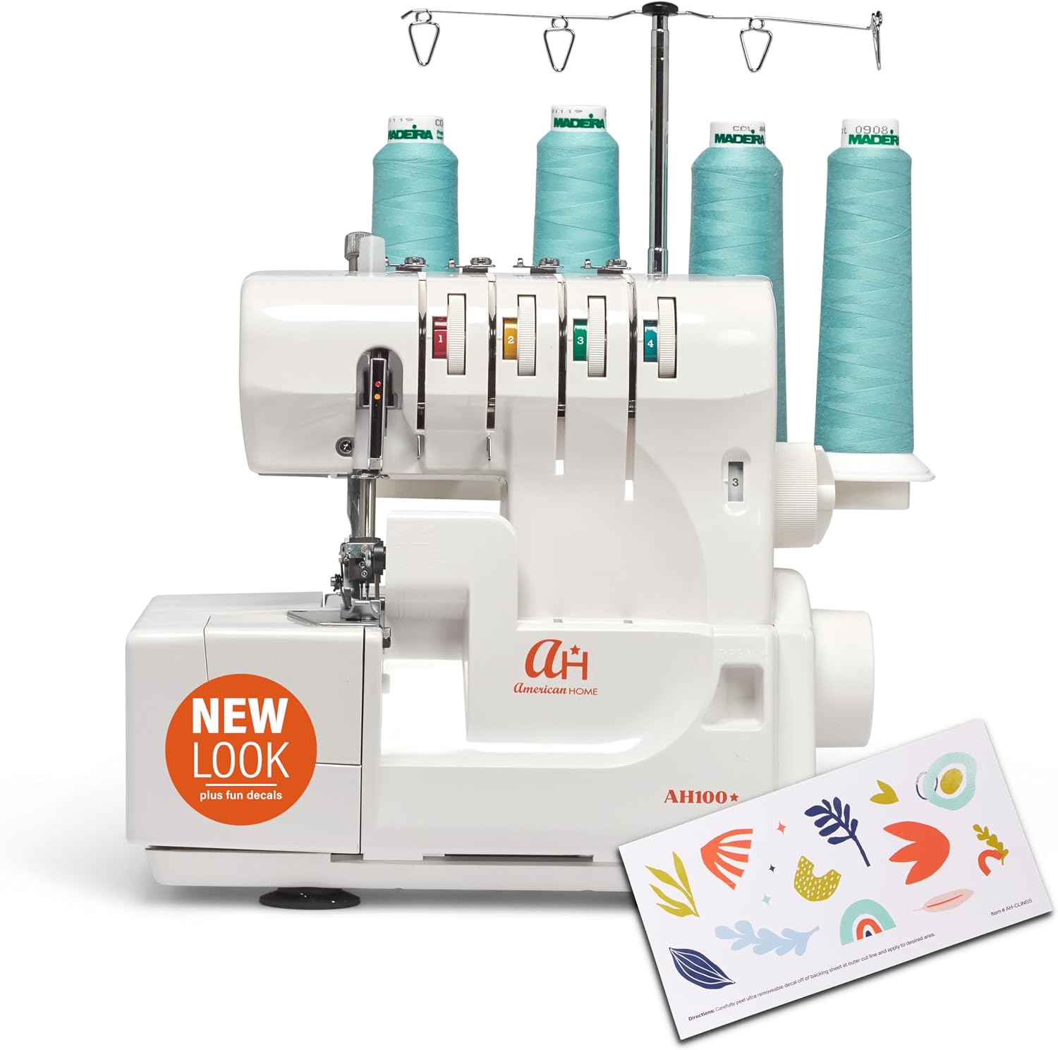 Serger Sewing Machine by American Home, Portable Stitching Machine Easy to Follow 4/3/2 Serger Thread with Differential Feed for Hemming and Sewing