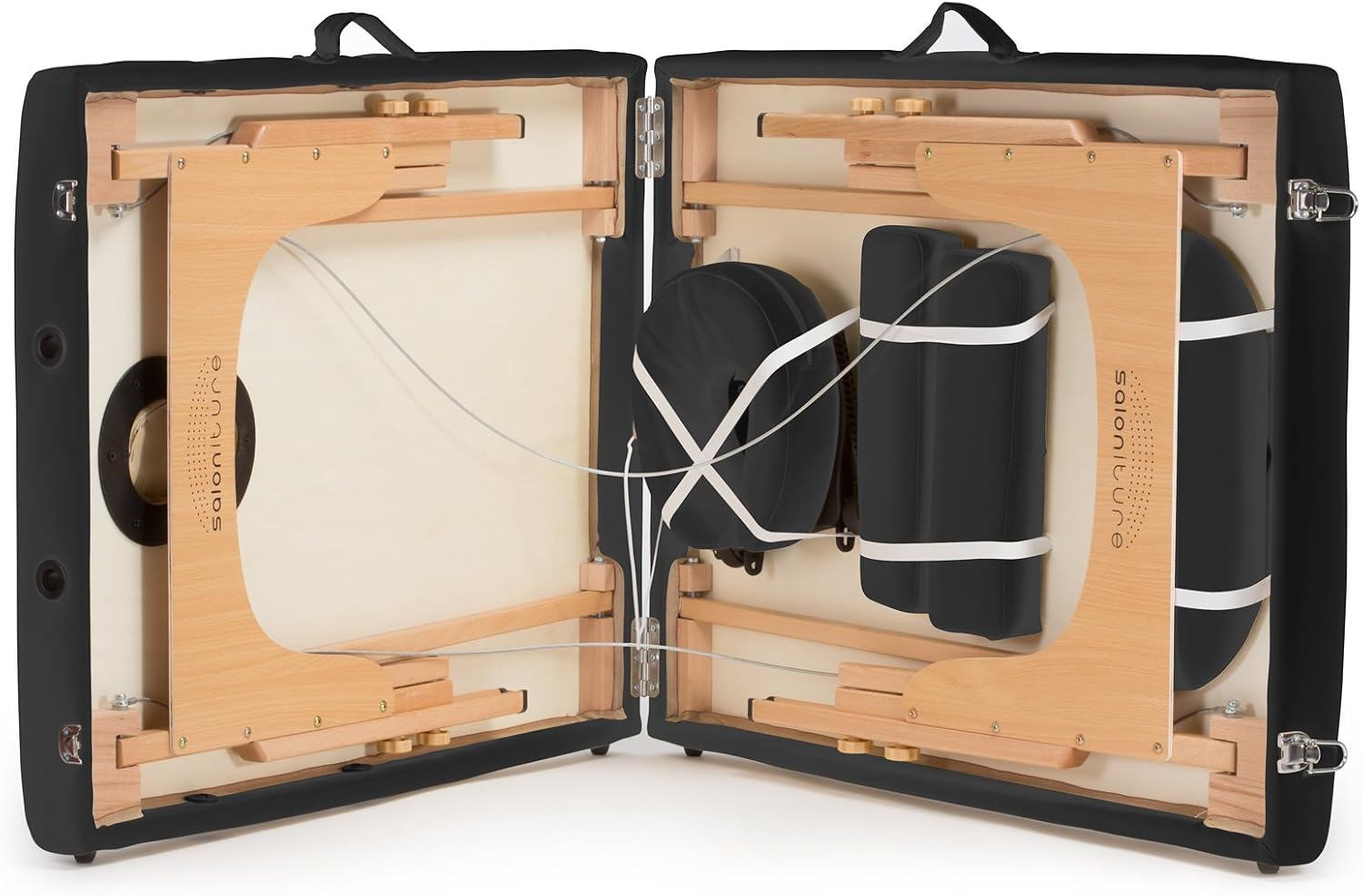 Saloniture Professional Portable Folding Massage Table with Carrying Case - Black