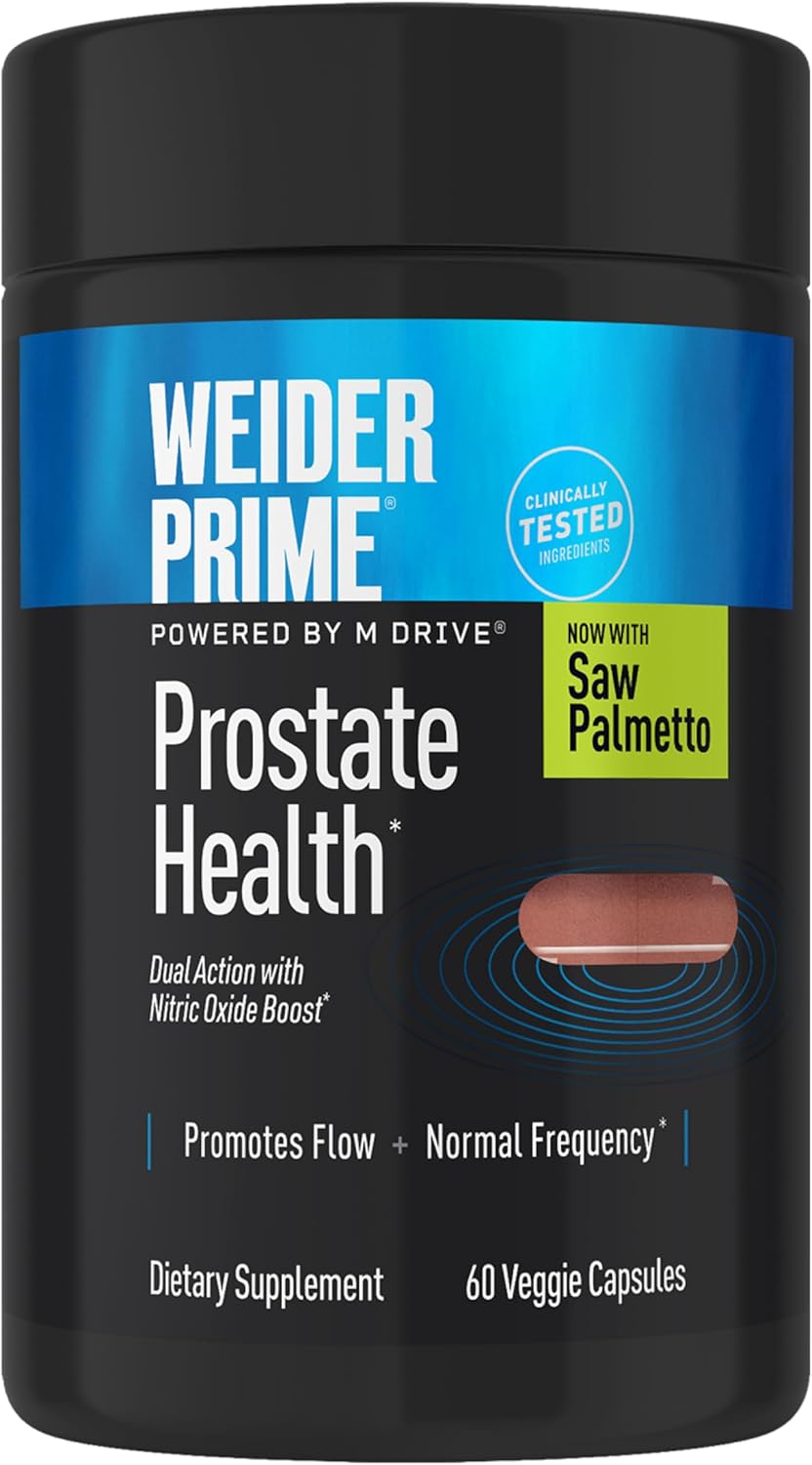 Weider Prime Prostate Health - Dual Action with Nitric Oxide Boost - Plant-Based Support for Prostate & Urinary Health - Men’s Wellness Formula