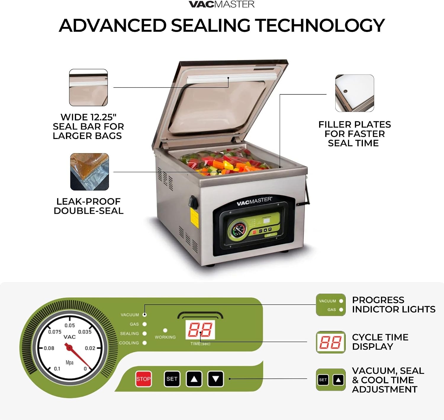 VacMaster VP230 Chamber Vacuum Sealer – Commercial Vacuum Sealer Machine for Food with 1/2 HP Oil Pump, 12.25” Seal Bar for 12” x 15” Bags