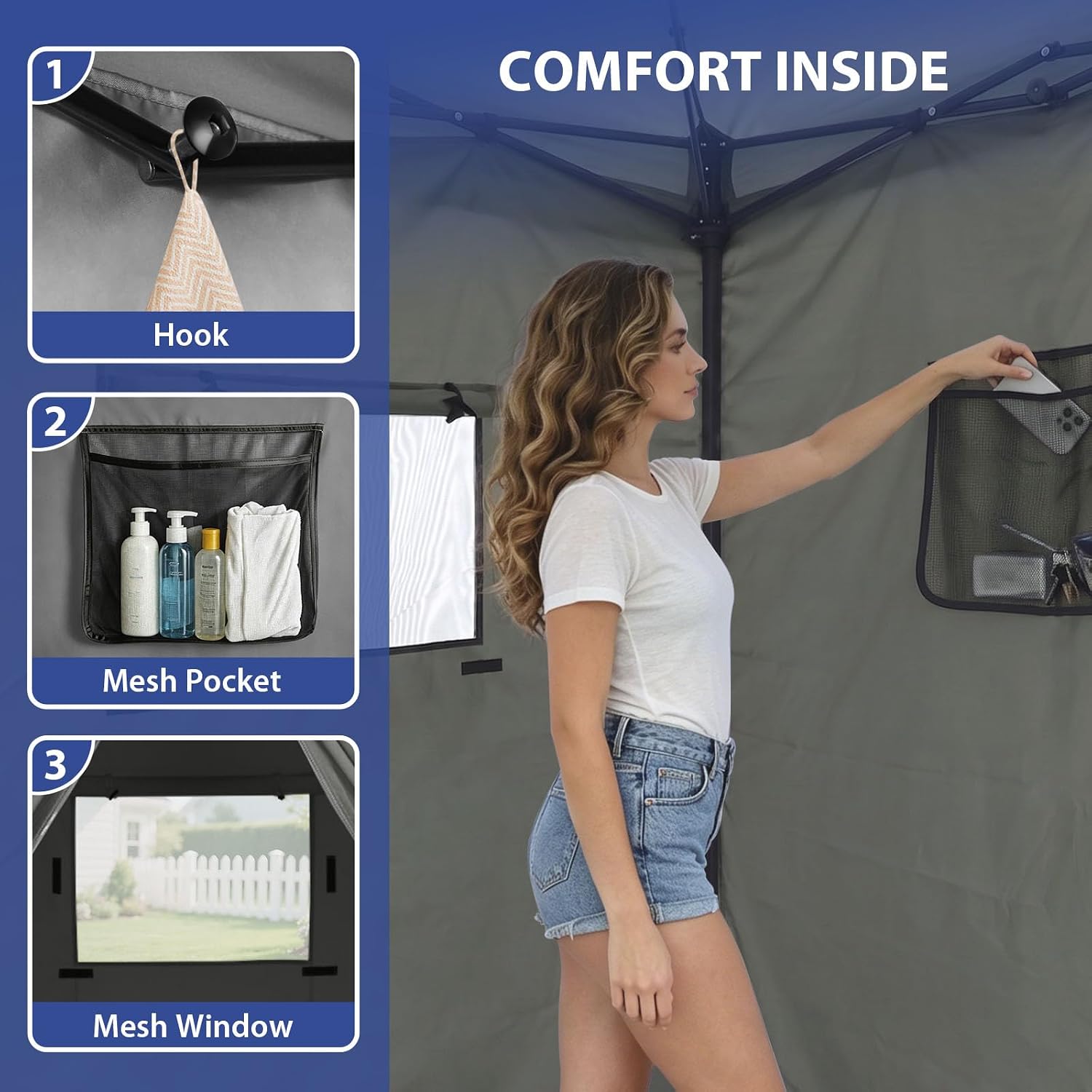 EAGLE PEAK 4x4 Pop Up Changing Tent, Outdoor Changing Room, Gray/White