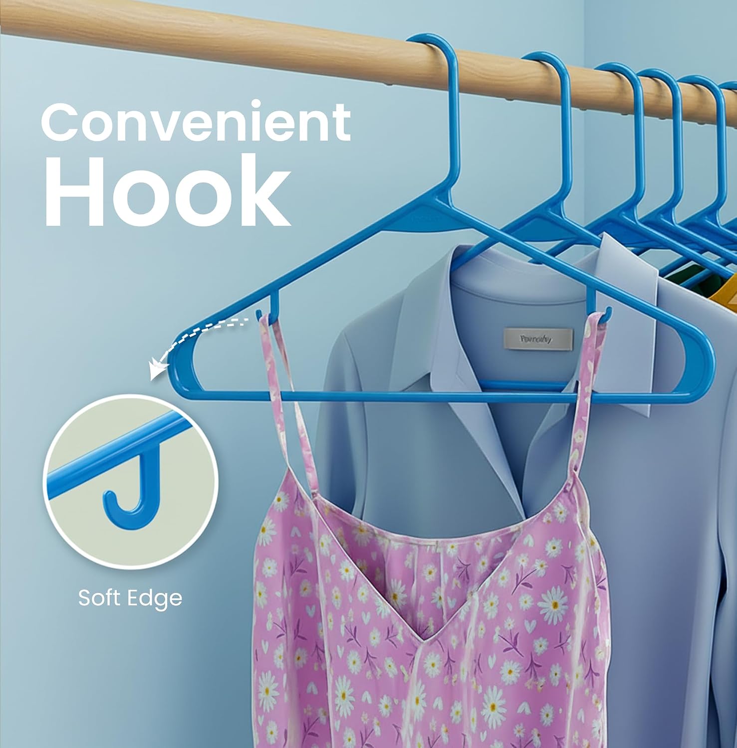 Utopia Home Plastic Hangers 50 Pack – Built-in Strap Hooks Black