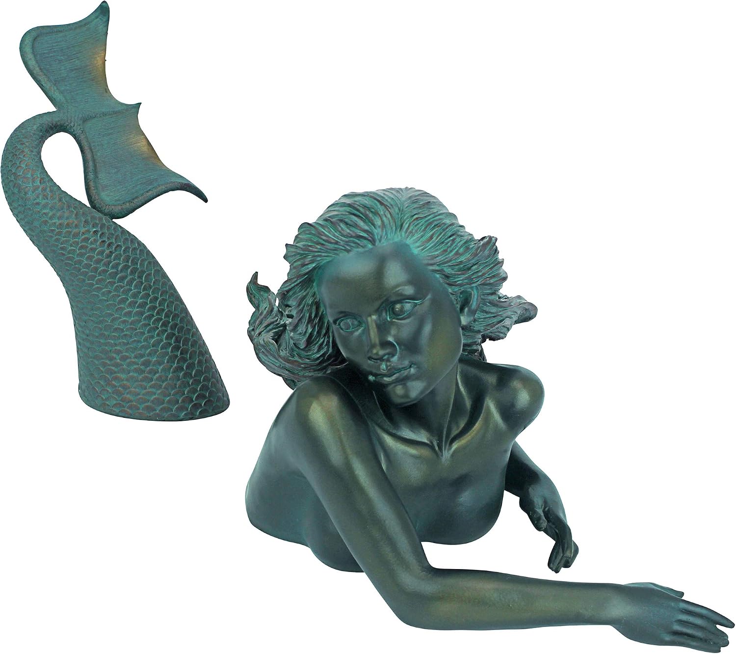 Design Toscano Meara the Mermaid Swimmer Indoor/Outdoor Garden Statue for Patio, Pool or Lawn, 16 Inches Wide, 7 Inches Deep, 7 Inches High