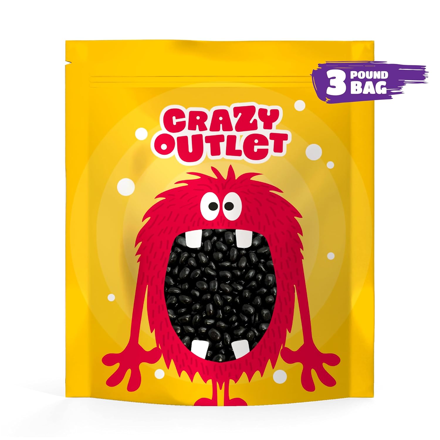 Black Licorice Jelly Beans, Chewy Candy - 3 Lb Pack