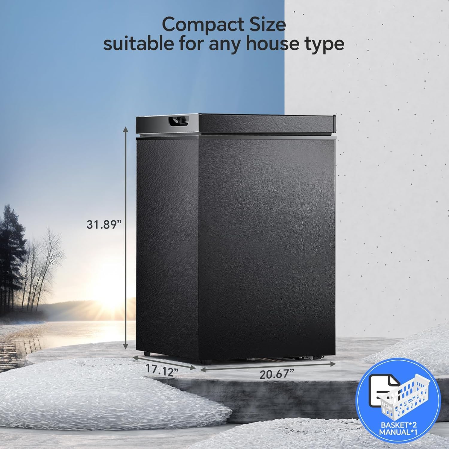 Kismile 7.0 Cubic Feet Chest Freezer, Deep Freezer for Home, Black