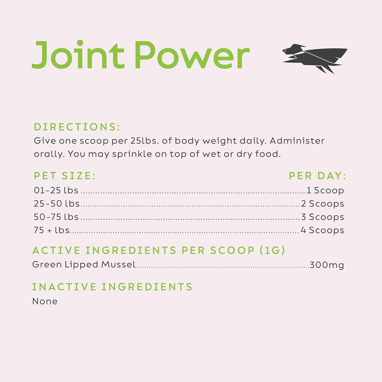 Joint Power Supplement Powder for Dogs & Cats, 2.64 oz Jar | Joint Supplement Powder made with 100% Green Lipped Mussels to Support Joints, Tendons, and Ligaments