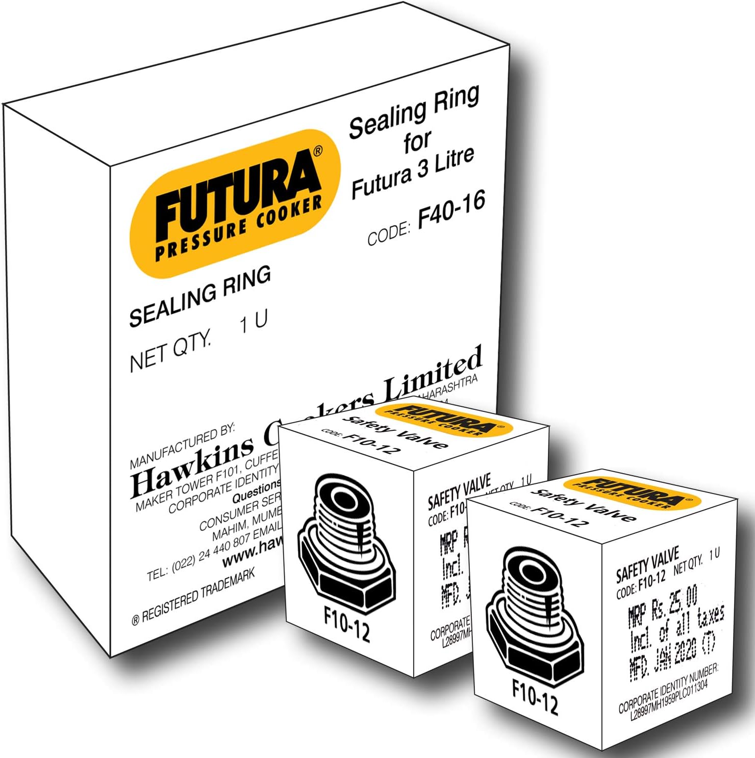 Hawkins Plastic Futura Rubber Gasket For 3L Pressure Cooker And Safety Valve (Black), 3 Liter