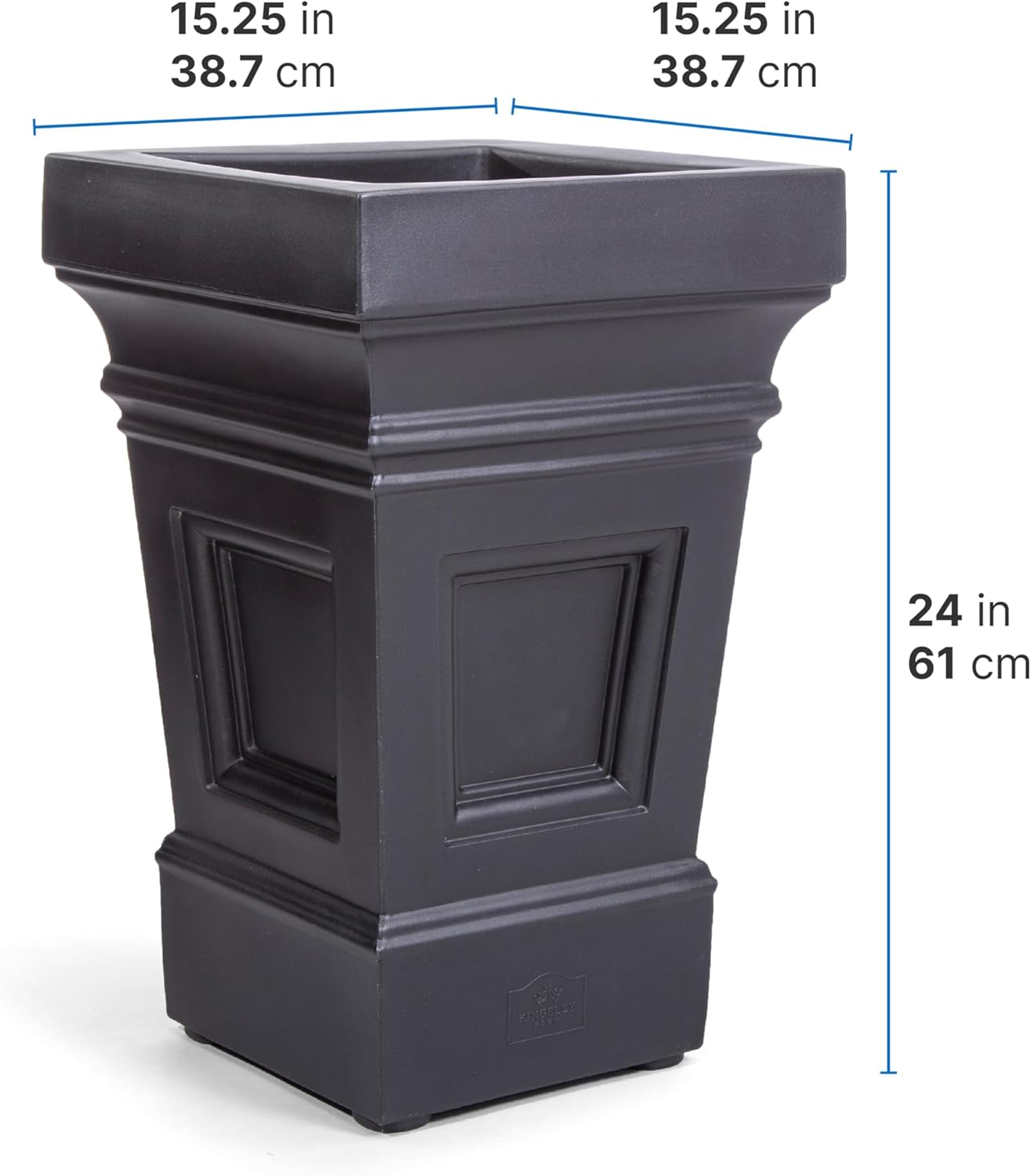 Step2 Atherton Square Planter, Large Planters for Outdoor Plants, Gardening and Flower Pot for Patio or Porch, Efficient Drainage, Durable Plastic